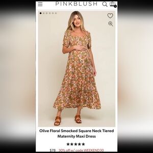 Tan and Brown Tiered Midi Sundress with Puff Sleeves